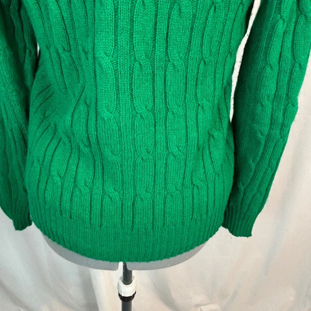 Hunt Club Men's  LT 100% Wool Cable Knit Crewneck Sweater‎ Green Vintage 42-44